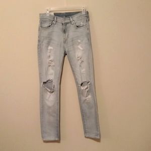 H&M Ripped Light Wash Coupe Moulante Skinny Fit Size 28/32